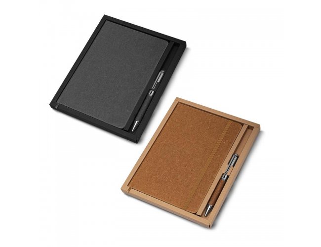 Kit Escritrio Capa em Couro Reciclado e Caneta Metalica CAD180