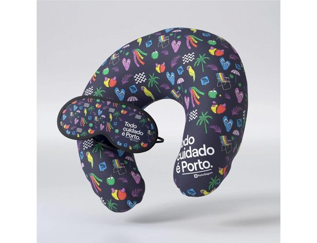 Kit Viagem 2 Almofada de Pescoço + Máscara Dormir KTVG2